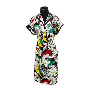 80s vtg Pierre Cardin Picasso Faces Shift Dress